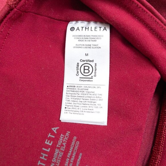 Athleta Elation Shine Tight Shiny Metallic Deep Red Activewear Leggings - Picture 14 of 15